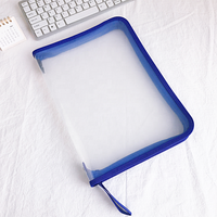 Carpeta de Archivos A4 para Oficina, con Cierre de Cremallera, Malla de Color, Paquete Transparente, Bolsa de Documentos de PVC