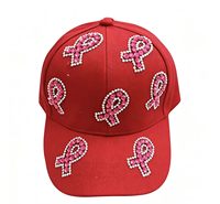 Casquette de baseball tendance pour femme avec plusieurs strass roses et ruban de sensibilisation, personnalisable multicolore