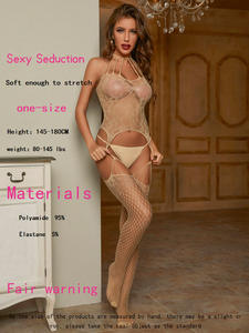 Sexy Fishnet Girl in Full Body Stocking Crothless Bodystockings Nude Lingerie - Product Image 5