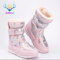 Bottes de neige mi-mollet en peluche pour filles, motif flocon de neige neuf couleurs, collection hiver SiTAQi, antidérapantes, vente en gros et au détail
