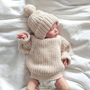 <span class=keywords><strong>Gorro</strong></span> de punto de algodón puro <span class=keywords><strong>para</strong></span> bebé <span class=keywords><strong>recién</strong></span> <span class=keywords><strong>nacido</strong></span>, personalizado, con pompón, Invierno - Product Image 1