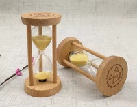 Minuteur sablier lumineux en bois de bambou anti-chute pour enfants, ornement créatif rétro moderne simple durable, avec fonction musicale, fait main