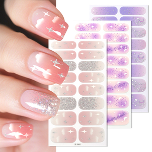 Autocollants pour <span class=keywords><strong>ongles</strong></span> non toxiques à paillettes dégradées auto-adhésifs, 16 bandes, pour célébrations adolescentes - Product Image 1
