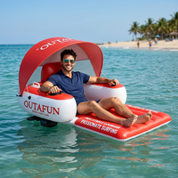 Fauteuil flottant gonflable électrique avec pare-soleil, double moteur et dossier inclinable en PVC