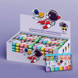 Vente en gros 6 <span class=keywords><strong>mini</strong></span> stylo surligneur <span class=keywords><strong>pastel</strong></span> néon personnalisé multicolore avec emballage de jeu de pointe pinceau plat logo mignon - Product Image 2