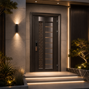 Porte d'Ingresso Principali DEZOTON di Lusso Moderne in Acciaio con Zanzariera, Porte di Sicurezza Blindate Automatiche Intelligenti - Product Image 1