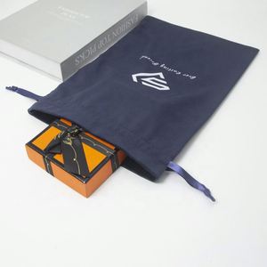 Custom logo Blue Velvet Gift Storage Pouch Dust <b>Packaging</b> <b>Bag</b> with logo - Product Image 5