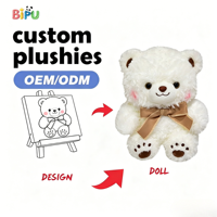 Ours en peluche super doux personnalisé, fabricant OEM, logo brodé, coton PP, 11-30 cm, animal en peluche, tissu polaire long