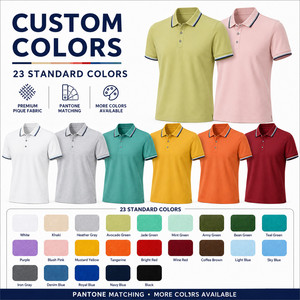 Custom Logo 100% Polyester Premium Pique Business Polo Shirt Unisex Tipping Collar Moisture Wicking Wholesale 23 Colors Avocado - Product Image 3