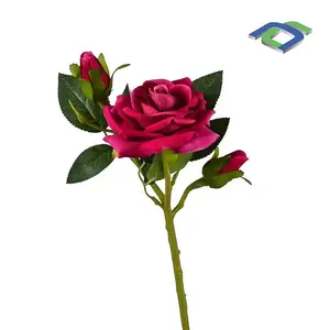 Artificial Real Touch Velvet Rose 3 Heads High Quality Like Real Silk Flowers For Wedding Decorative Flower