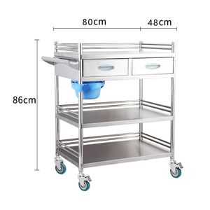 Chariot de transport d'infusion en acier inoxydable 304 pour hôpital, chariot de rangement d'instruments durable, roulettes silencieuses, style minimaliste, pour hôtel et salle à manger - Product Image 1