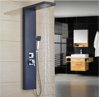 Jets de douche à led hydro, panneau de douche de luxe multifonction noir moderne massage, 6 pièces