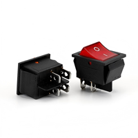 Interrupteur à bascule pour bateau KCD4 DC 12V-24V 250V 16A DPST 4 broches 2 positions ON/OFF avec voyant LED rouge CE IP65