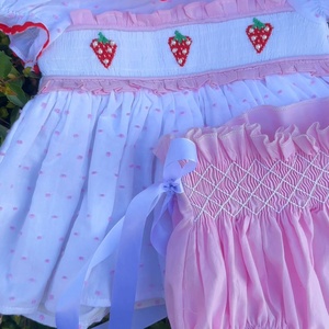 Vestito Estivo in Cotone per Bambine 1-6 Anni, Stile Principessa, Rosa a Righe con Ricamo Fragola, Colletto Peter Pan e Volant - Product Image 3