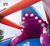 Toboggan gonflable à obstacles en forme de requin, en PVC, respectueux de l'environnement, pour jeux aquatiques pour enfants, usage commercial, fêtes en plein air, course, jeu d'amusement