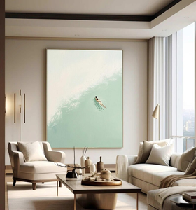 <span class=keywords><strong>Siesta</strong></span> <span class=keywords><strong>Beach</strong></span> Natación Arte de la pared Pintura abstracta moderna Estilo minimalista con Beige Verde Paisaje Lienzo Soporte Aceite Medio - Product Image 6