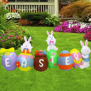 Décorations gonflables d'oeufs de Pâques et de lapins en plein air de jardin familial de 10 pieds avec décorations de fête à lumières LED intégrées - Product Image 2