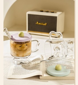 Vaso de cristal de diseño moderno con tapa, elegante, para bebidas, zumos, postres y café - Product Image 5