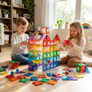 Set di Costruzioni Magnetiche Personalizzate Senza BPA da 155 Pezzi, Piastrelle Magnetiche, Giocattoli Educativi per Bambini, Plastica EN71 ASTM CPSC CE - Product Image 2