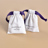 Pochette à bijoux en toile de lin imprimée avec logo personnalisé Pochette cadeau écologique à cordon Petit sac à cordon en coton et lin biologique