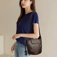 Nouvel Arrivage 2026 – Sac Seau Structuré en Cuir de Vachette de Luxe avec Cordon de Serrage pour Femme – Sac à Bandoulière Polyvalent pour Usage Quotidien