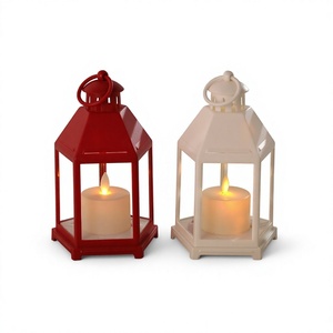 European-style Christmas <strong>Lantern</strong> Candle Holder Plastic <strong>Large</strong> Size LED Flickering Candles Courtyard Dining Room Decorative - Product Image 1
