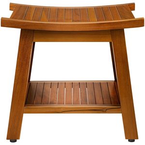 Park Seo Teak Bathroom Stool 50.8x35.6x45.7 Cm Double Layer <b>Shower</b> Seat With <b>Storage</b> <b>Rack</b> - Product Image 5