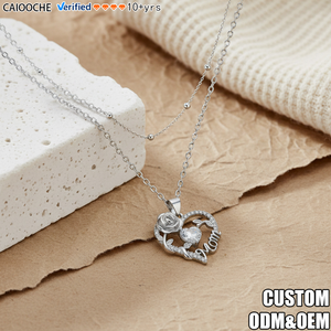 CAIOOCHE Collana con Ciondolo a Cuore MAMA in Ottone di Alta Qualità con Zirconi, Regalo per la Festa della Mamma - Product Image 1