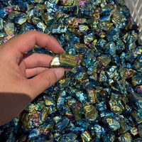 Cristal de Tourmaline Noire avec Revêtement Angel Aura, Pierres Brutes Naturelles en Gros, Minéraux de Quartz Électroplaqués pour Magasin de Cadeaux