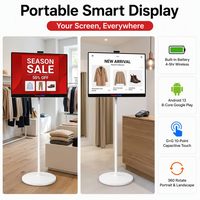 Écran de télévision intelligent interactif portable de 27 à 32 pouces, moniteur Android 13 8+128 Go, écran tactile, caméra intégrée, batterie