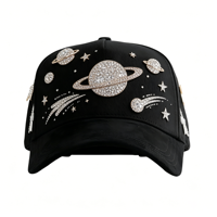 Envío Gratis Gorras de Béisbol de Terciopelo Brillante con Bordado de Pedrería y Perlas, Gorras Personalizadas de 5 Paneles, Gorras Dandi