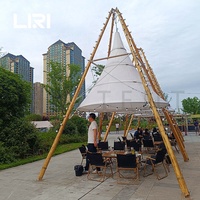 Tentes de camping en toile imperméable pour l'extérieur, style pyramide, avec lanterne en bambou, pour glamping et repas en plein air