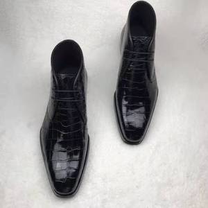 Goodyear bottes de luxe pour hommes Top qualité en cuir de crocodile véritable <span class=keywords><strong>bottines</strong></span> homme talon fait à la main Alligator chaussures habillées personnalisées hommes - Product Image 5