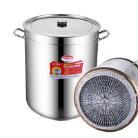 Faitout Classique Épaissi en Acier Inoxydable, Double Fond, Fond Ailetté, Économiseur d'Énergie, Compatible Gaz et Induction, Durable