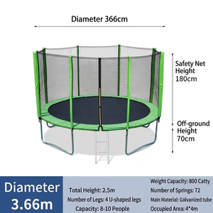 <span class=keywords><strong>Trampoline</strong></span> rond en tissu vert avec tubes en acier allié, système de panier de basket, échelle avancée, sécurisé pour garçons, de 6 à 16 pieds - Product Image 4