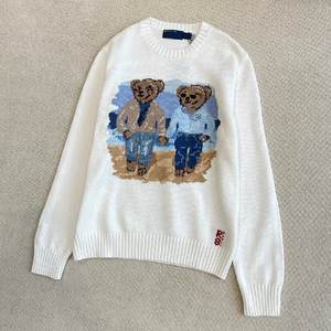 Мужской свитер в корейском стиле на осень-зиму, хлопковый, с двойным принтом медведей, круглым вырезом, длинным рукавом, в молодежном повседневном академическом стиле - Product Image 4