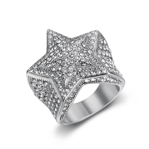 Fashion Personalized Jewelry <b>Ring</b> <b>Men</b> Punk Full Diamond Star Hoop <b>Rings</b> - Product Image 2