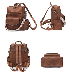 Nuovo Arrivo Set di Borse a Tracolla e <span class=keywords><strong>Zaini</strong></span>, Vendita all'Ingrosso, Logo Personalizzato, Borsa Vintage in Pelle PU Rosa per <span class=keywords><strong>Donna</strong></span>, Zaino Scolastico - Product Image 4