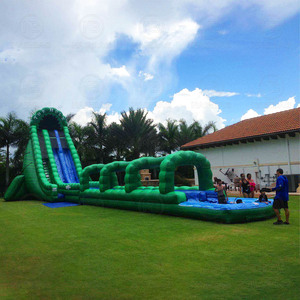 Màu Xanh lá cây lớn <span class=keywords><strong>Inflatable</strong></span> <span class=keywords><strong>Slide</strong></span> mùa hè ngoài trời công viên nước trẻ em trượt nước <span class=keywords><strong>Inflatable</strong></span> với hồ bơi - Product Image 2