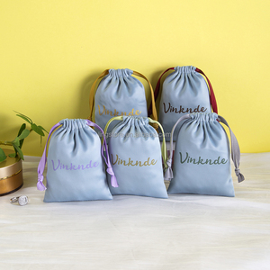 <b>Hot</b> Selling 9*12cm Blue Luxury Silk Drawstring Pouch Custom Ribbon with New Design for Jewelry Storage Dust Bag Fabric - Product Image 4