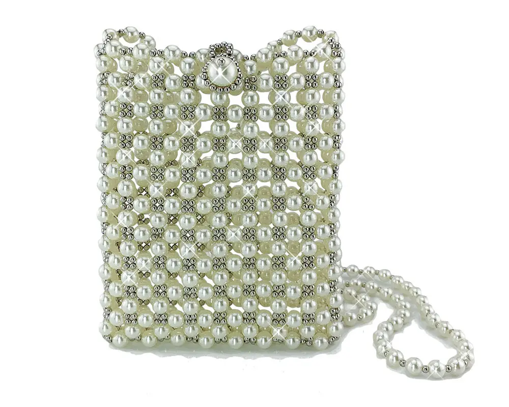 MIni design cute Pearl beaded Clutch Bag Wedding Shoulder Cross-slung Handbag cross body phone bag
