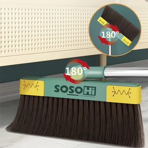 Ensemble balai et pelle pour le nettoyage sous le lit, tête rotative à 180 degrés, manche multi-sections, emballage compact - Product Image 1