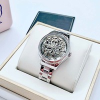 Jam Tangan Wanita Quartz High-End untuk Bisnis Fashion, Desain Hollow Elegan, Bahan Stainless Steel, Kristal Safir, Tahan Air 30M, 20mm