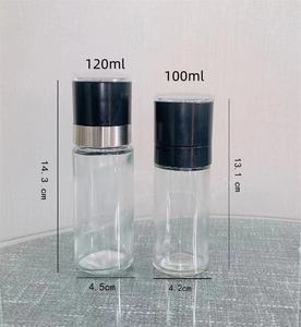 Bouteille à épices en verre transparent de 120 ml avec moulin à sel marin et couvercle en plastique pour herbes, sel, poivre noir et autres ingrédients – Bocaux en verre - Product Image 1