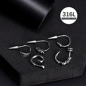 Trendy Punk Style Gothic Surgical Steel Hypoallergenic Animal <strong>Octopus</strong> Tentacle Lip Stud <strong>Earrings</strong> - Product Image 3