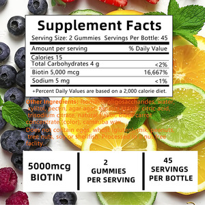 Wellbody OEM/ODM <b>Biotin</b> <b>Gummies</b> Beauty Supplement for Skin Whitening Support Healthy Metabolism 5000mcg <b>Biotin</b> <b>Gummies</b> - Product Image 5