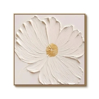 Décoration de salon, œuvre d'art classique en 3D, grande fleur blanche, peinture à la main, art mural moderne, peinture à l'huile de fleurs blanches
