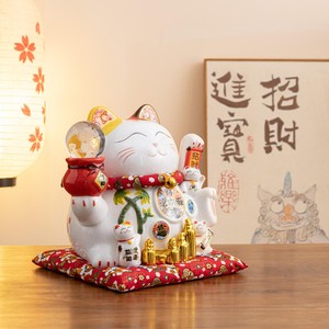 Vente en gros de chat porte-bonheur de style japonais Maneki Neko Statue de chat porte-bonheur en céramique émaillée Décoration intérieure pour la fête du printemps - Product Image 5
