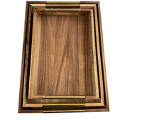 Plateau de service en bois d'acacia écologique jetable pour table basse, avec couvercle, compatible micro-ondes, sans BPA, idéal pour les fêtes