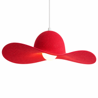 Lustre suspendu LED rouge 3500K blanc chaud en feutre PET, hauteur réglable, installation facile, luminaire de plafond pour maison et bureau, garantie 5 ans